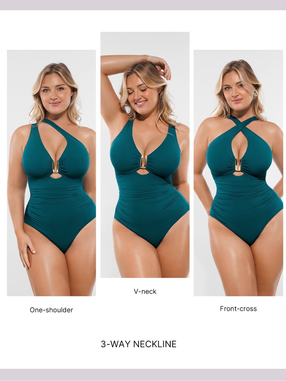 U-Wire Ruched Tummy Control One Piece Swimsuit - Deep Teal 3XL